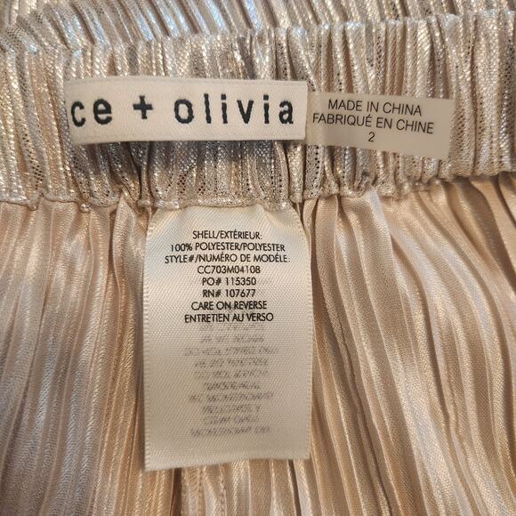 FLAW Alice + Olivia Elba Pants Size 2 Womens Pleated Crop Metallic Gold Cocktail - Picture 9 of 13